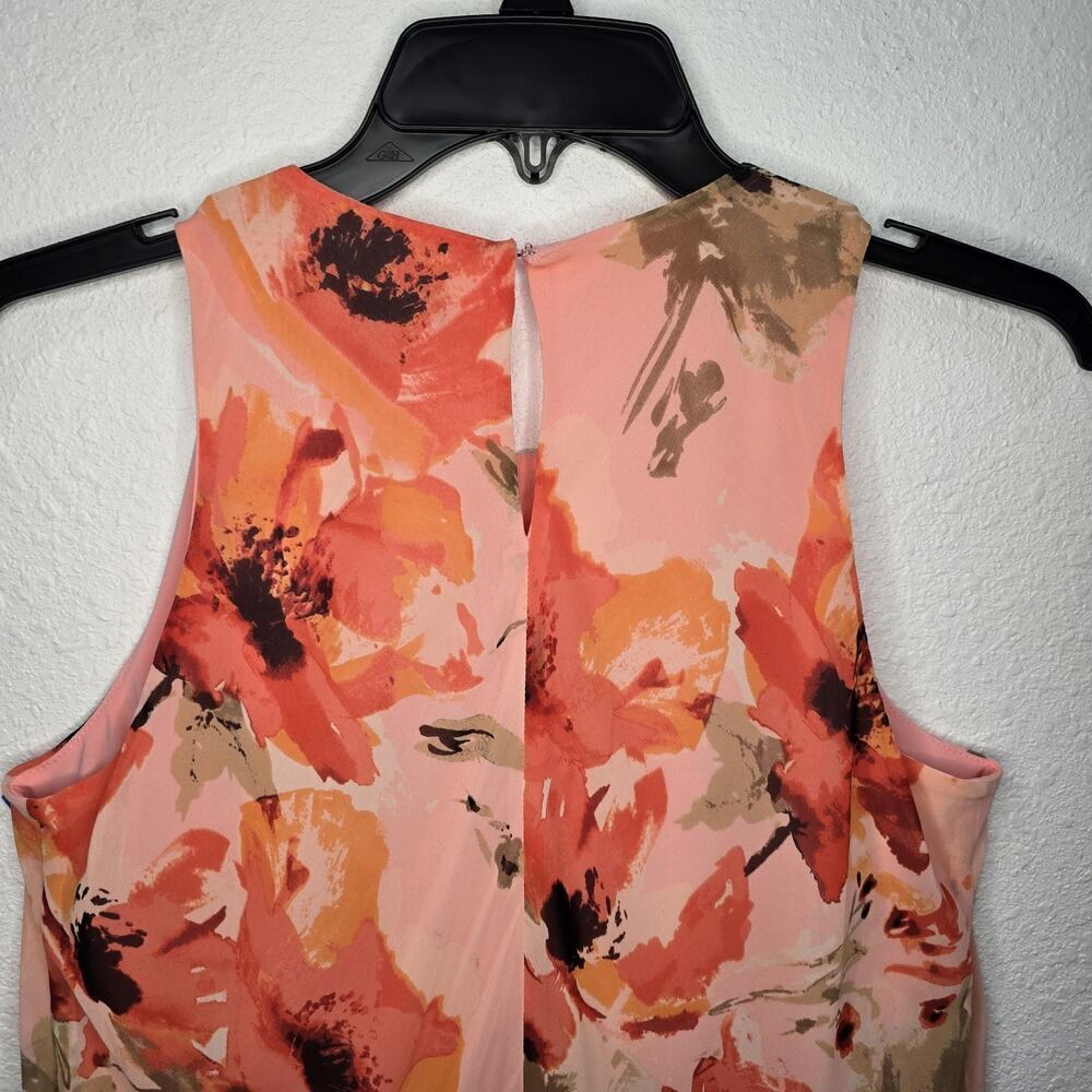 Ralph Lauren Line-A Mini Dress Salmon Floral Sleeveless Resort Party Size 6 - Picture 8 of 9